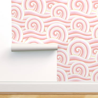 Removable Water-Activated Wallpaper Pink Chevron Nursery Ombre Girl